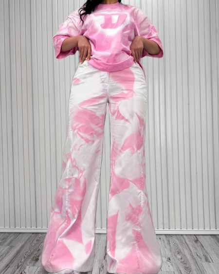 ست تی شرت و شلوار آبرنگی زیاد diesel صورتی