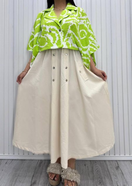 ست شومیز دامن infinity کرم سبز