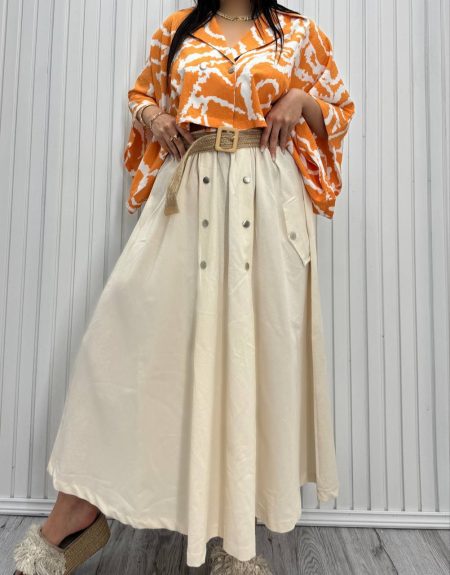 ست شومیز دامن infinity کرم نارنجی