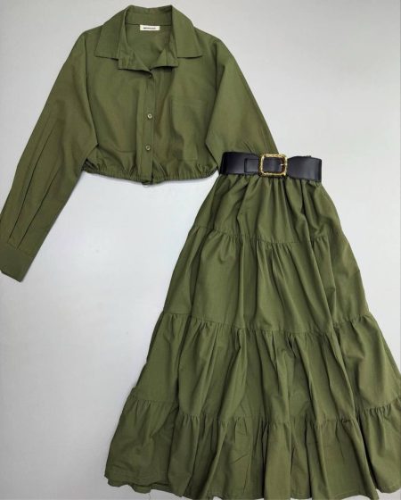 ست شومیز دامن کت دار سبز