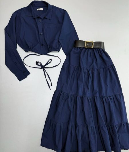 ست شومیز دامن کت دار سرمه‌ای