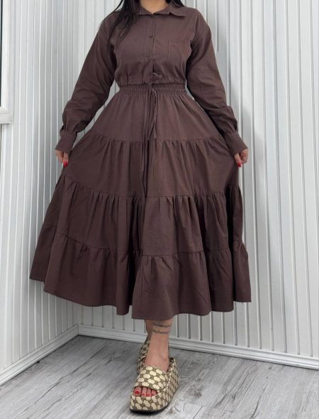 ست شومیز دامن کت دار قهوه‌ای