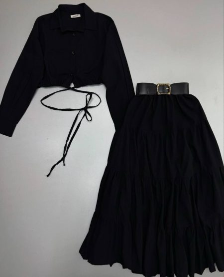 ست شومیز دامن کت دار مشکی