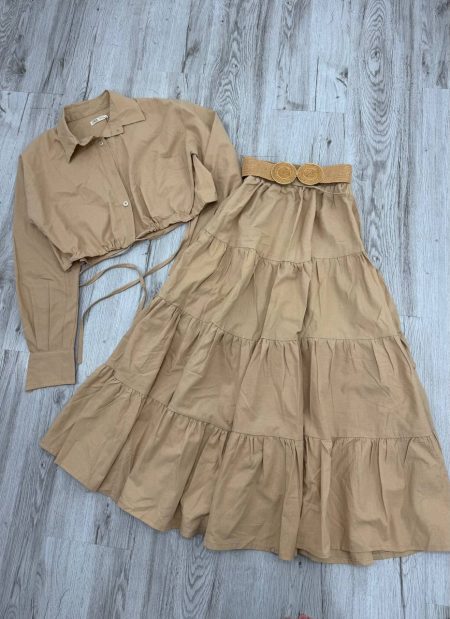 ست شومیز دامن کت دار کرم