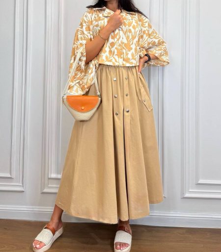 ست شومیز و دامن گلبرگ DM کرم