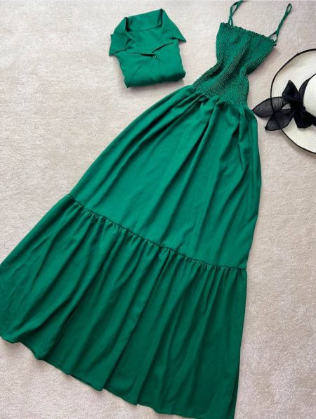 ست شومیز و پیراهن کشی سبز