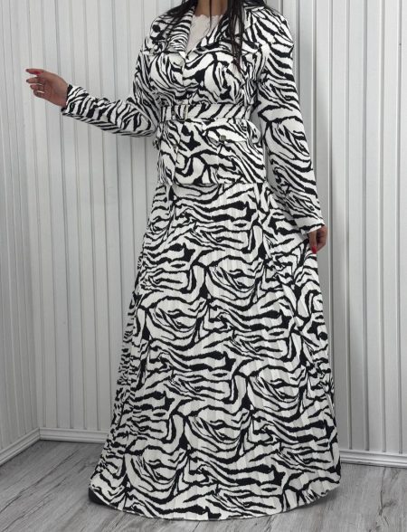 ست کت دامن پلیسه طرح دار ببری