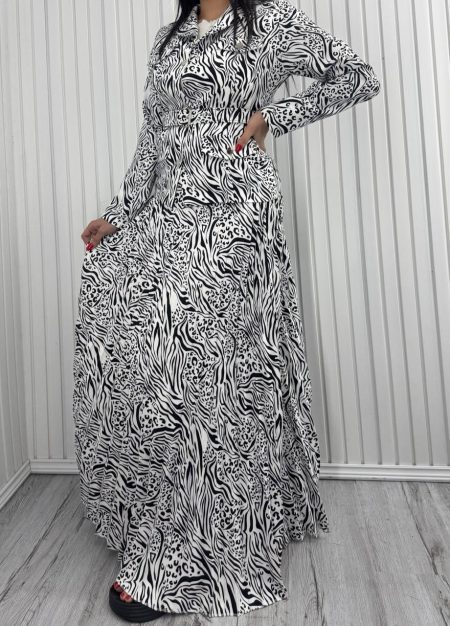 ست کت دامن پلیسه طرح دار زبرا پلنگی