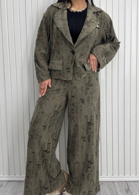 ست کت و شلوار فول زاپ balenciga سبز