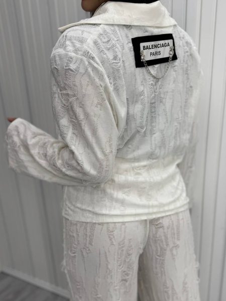 ست کت و شلوار فول زاپ balenciga سفید