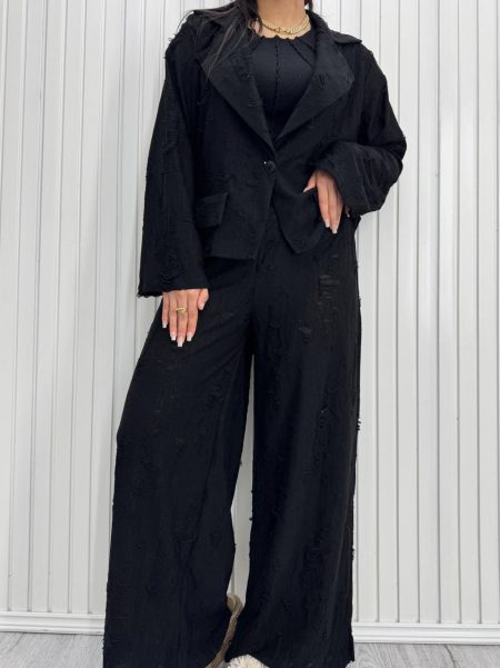 ست کت و شلوار فول زاپ balenciga مشکی