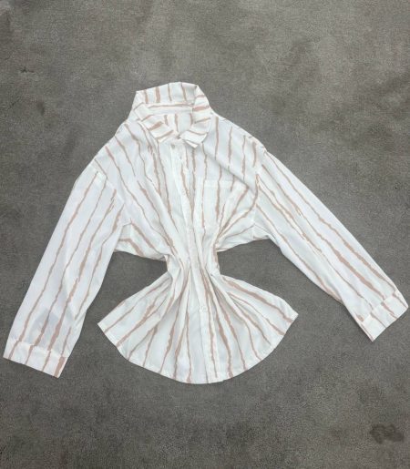 شومیز دو رنگ سفید کرم