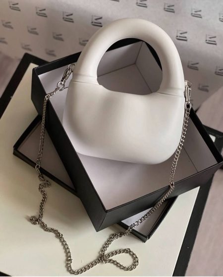 کیف مجلسی دمبلی سفید چرمی