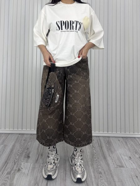 ست تی شرت شلوار کیف دار کلاه بافت سفید