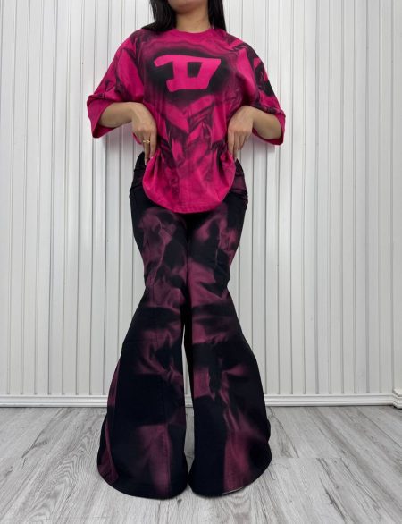 ست تی شرت و شلوار آبرنگی diesel سرخابی