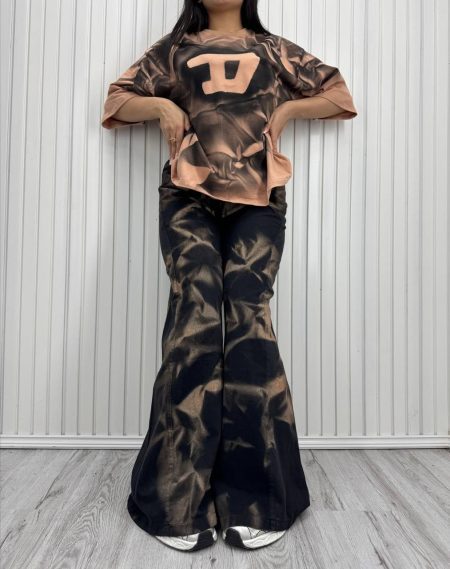 ست تی شرت و شلوار آبرنگی diesel کرم