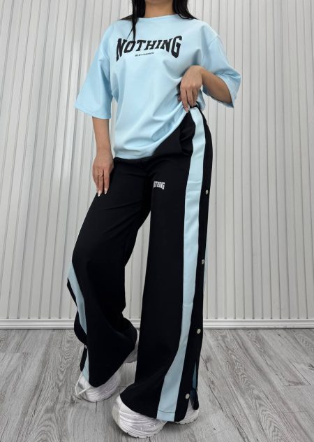 ست تی شرت و شلوار بقل دکمه Nothing آبی روشن