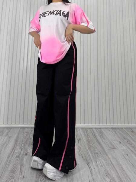 ست تی شرت و شلوار پایین دکمه Balenciaga سفید مشکی