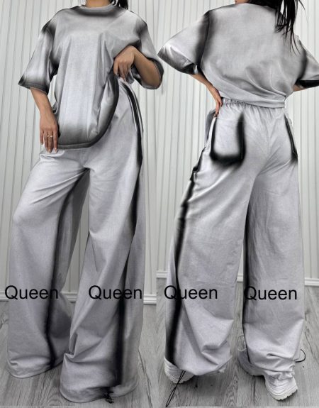 ست تی شرت و شلوار پیستوله ufo طوسی