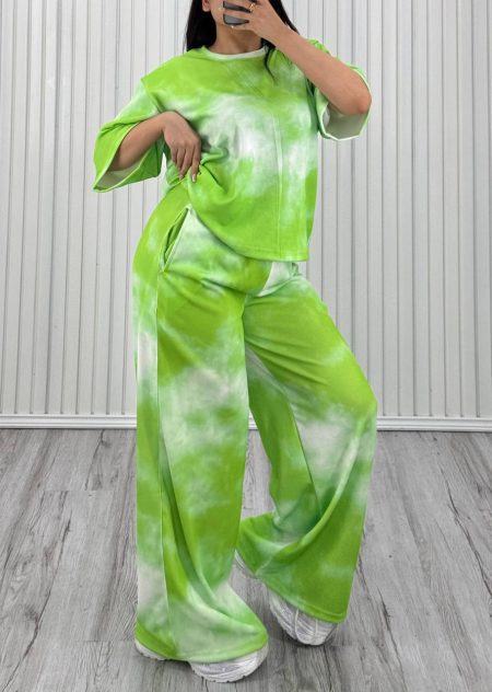 ست تیشرت شلوار ابروبادی ufo سبز فسفری