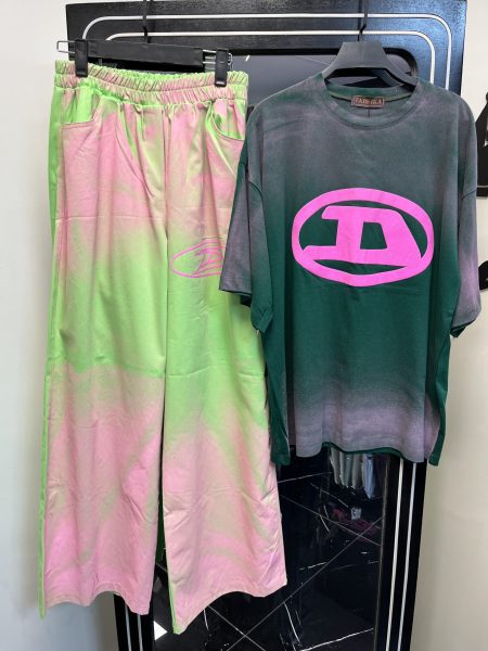 ست تی‌شرت شلوار بگ آبرنگی دیزل سبز تیره