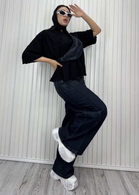 ست سه تیکه نفیسه کیف دار AK مشکی