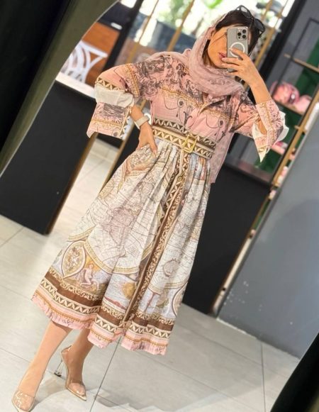 پیراهن بلند جغرافیایی کرم