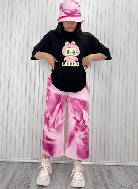 ست 3 تیکه قد 85 LABUBU صورتی