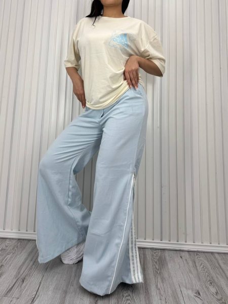 ست 3 خط بغل زیپ آبی کرم