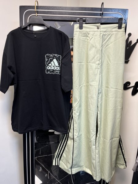 ست 3 خط بغل زیپ سبز مشکی