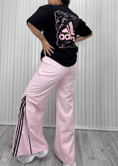 ست 3 خط بغل زیپ صورتی مشکی