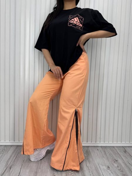 ست 3 خط بغل زیپ نارنجی مشکی