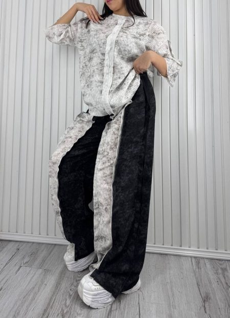 ست تی شرت و شلوار گلیتری سفید