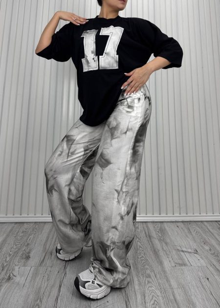 ست تی‌شرت و شلوار آبرنگی 17 مشکی