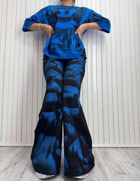 ست تی‌شرت و شلوار آبرنگی diesel آبی کاربنی