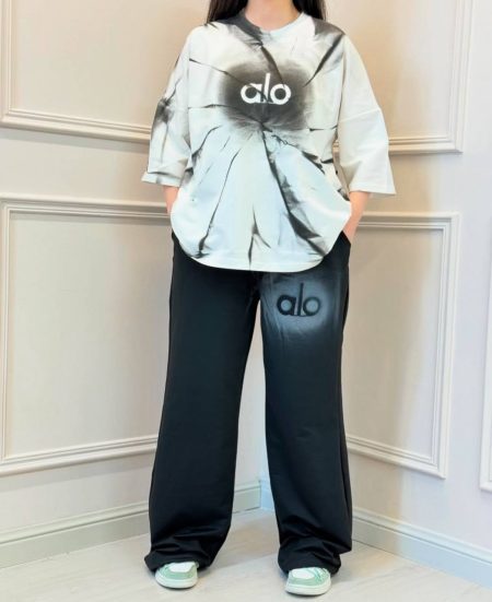 ست تی‌شرت و شلوار رنگیalo سفید مشکی