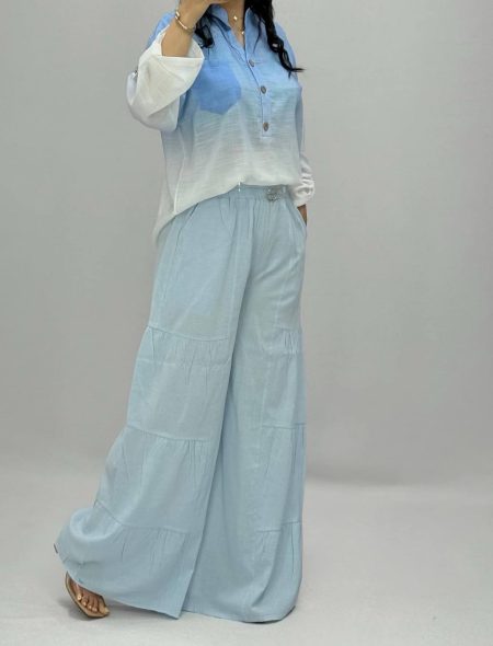 ست شومیز و شلوار دامنی Zino آبی روشن