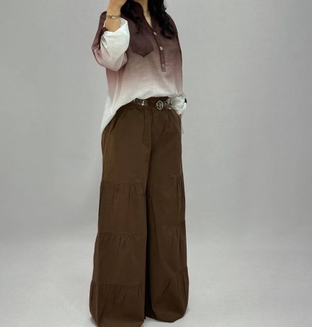 ست شومیز و شلوار دامنی Zino قهوه‌ای