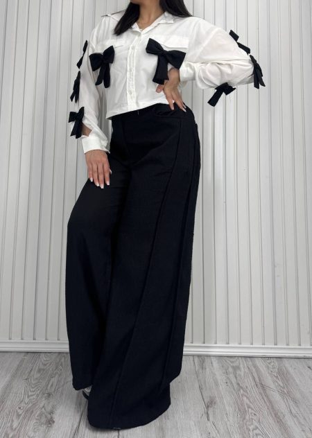 ست شومیز و شلوار پاپیونی AK مشکی