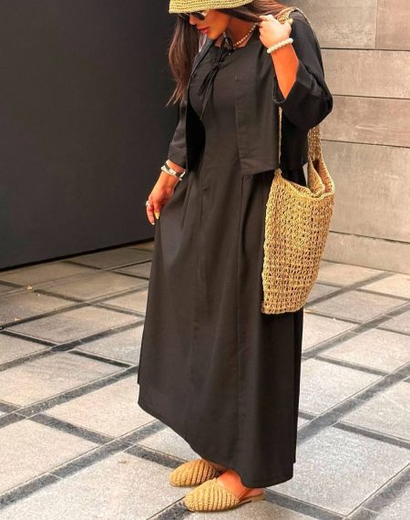 ست کت و پیراهن جلو بند مشکی