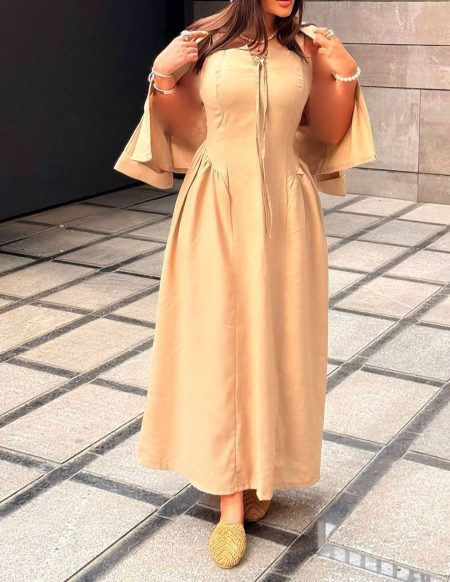 ست کت و پیراهن جلو بند کرم تیره