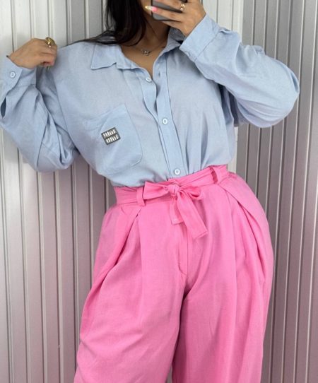 شومیز مارک دارMIU MIU آبی آسمانی