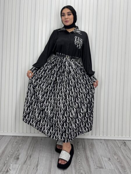 شومیزودامن‌کمربندی مشکی DIOR