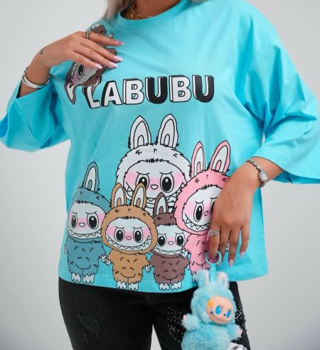 تی‌شرت آستین لانگ Labubu آبی آسمانی