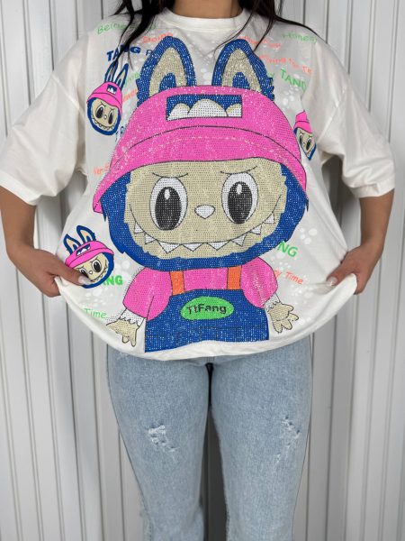 تی‌شرت نگینی LABUBU سفید