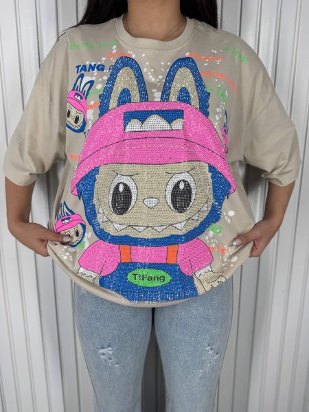 تی‌شرت نگینی LABUBU کرم