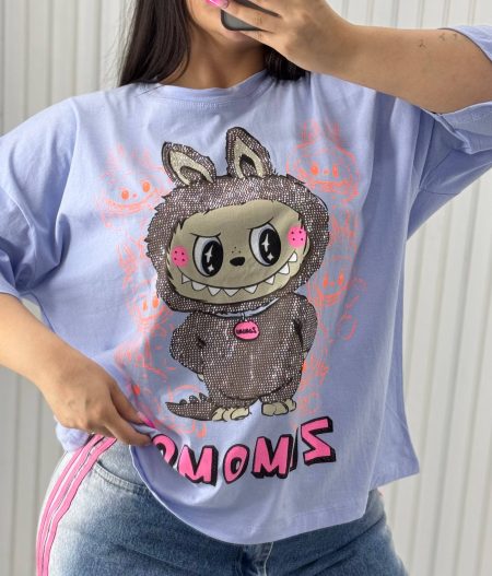 تی‌شرت نگینی Zimomo آبی روشن