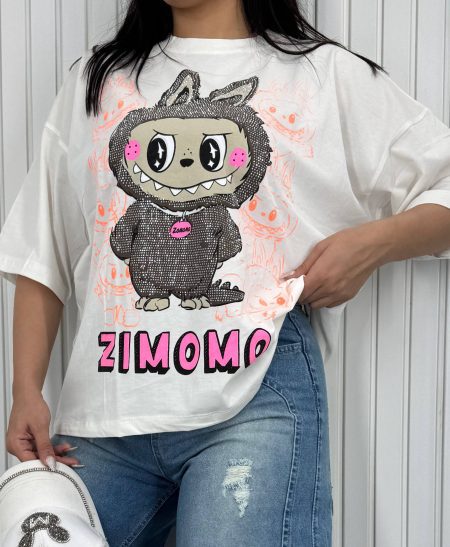 تی‌شرت نگینی Zimomo سفید