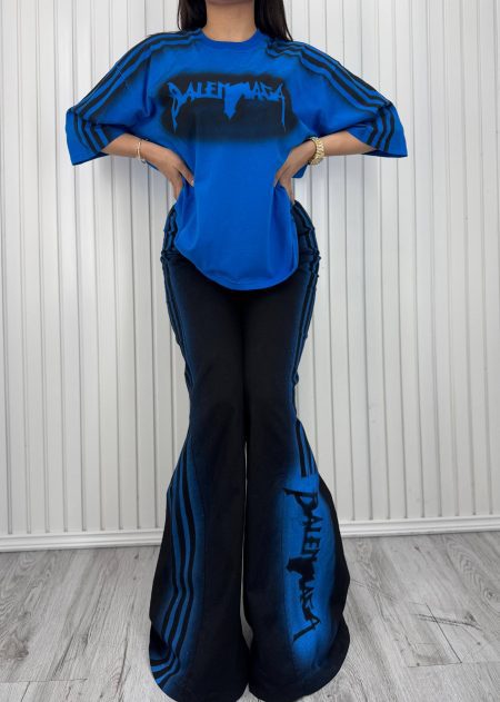 ست تی‌شرت و شلوار 3خطBalenciaga آبی کاربنی