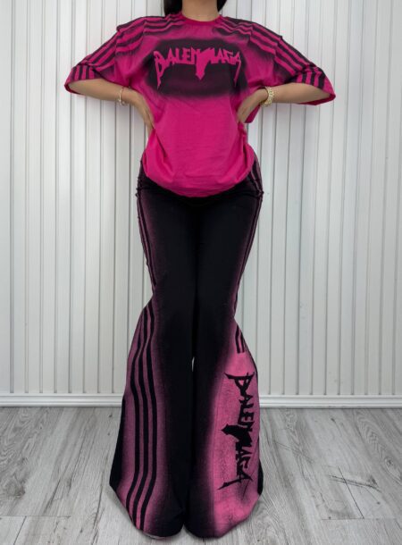 ست تی‌شرت و شلوار 3خطBalenciaga سرخابی